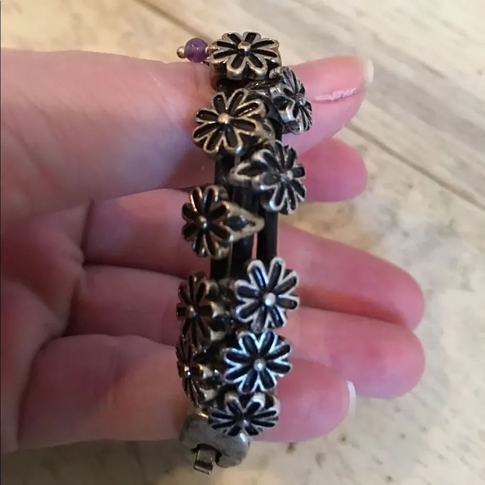 Black Leather Corded w Silver Bracelet